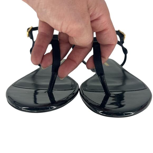 Yves Saint Laurent Navy Blue Sandals with Gold Accents - Picture 10 of 15